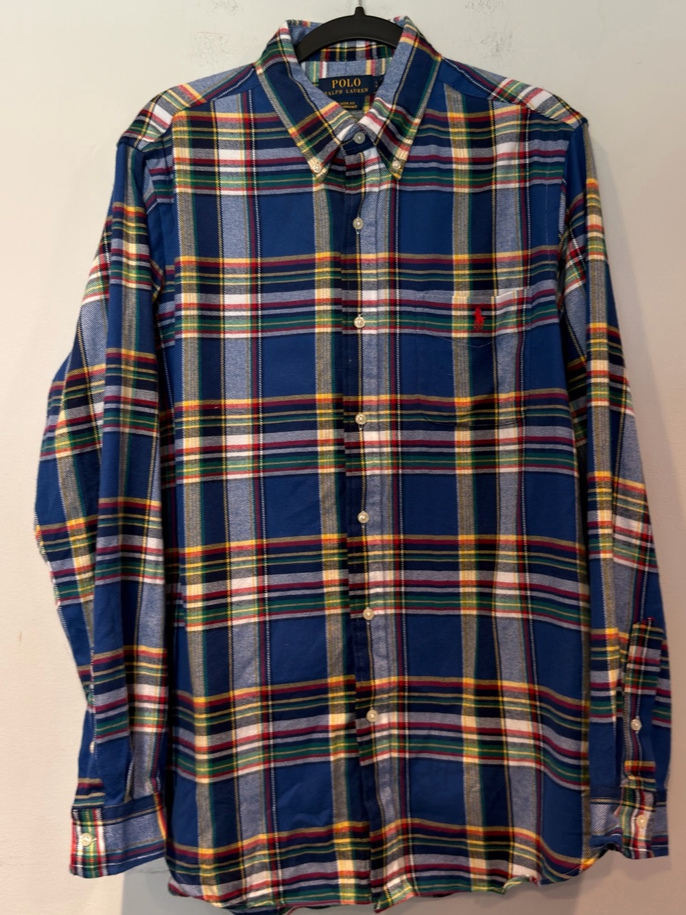 Polo by Ralph Lauren Men's Blue Plaid Performance Flannel Button-Down Shirt